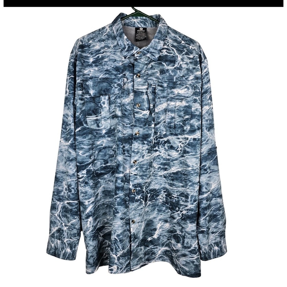 Mossy Oak Elements Long Sleeve Water Camo Fishing Hunting Vented Shirt 2XL